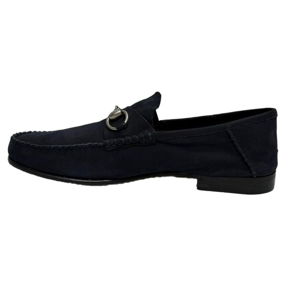 Gucci 1953 Horsebit Convertible Loafers in Navy Blue Suede - Picture 4 of 10
